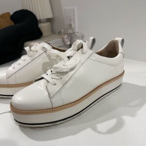 Chelsea & Violet Women's Size 10 white sneakers with black and tan accents